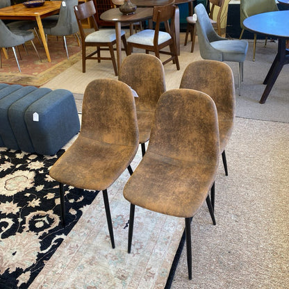 Distressed Faux Suede Dining Chair SET C DINING CHAIRS