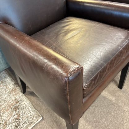 Dark Brown Top Grain Leather Accent Chair