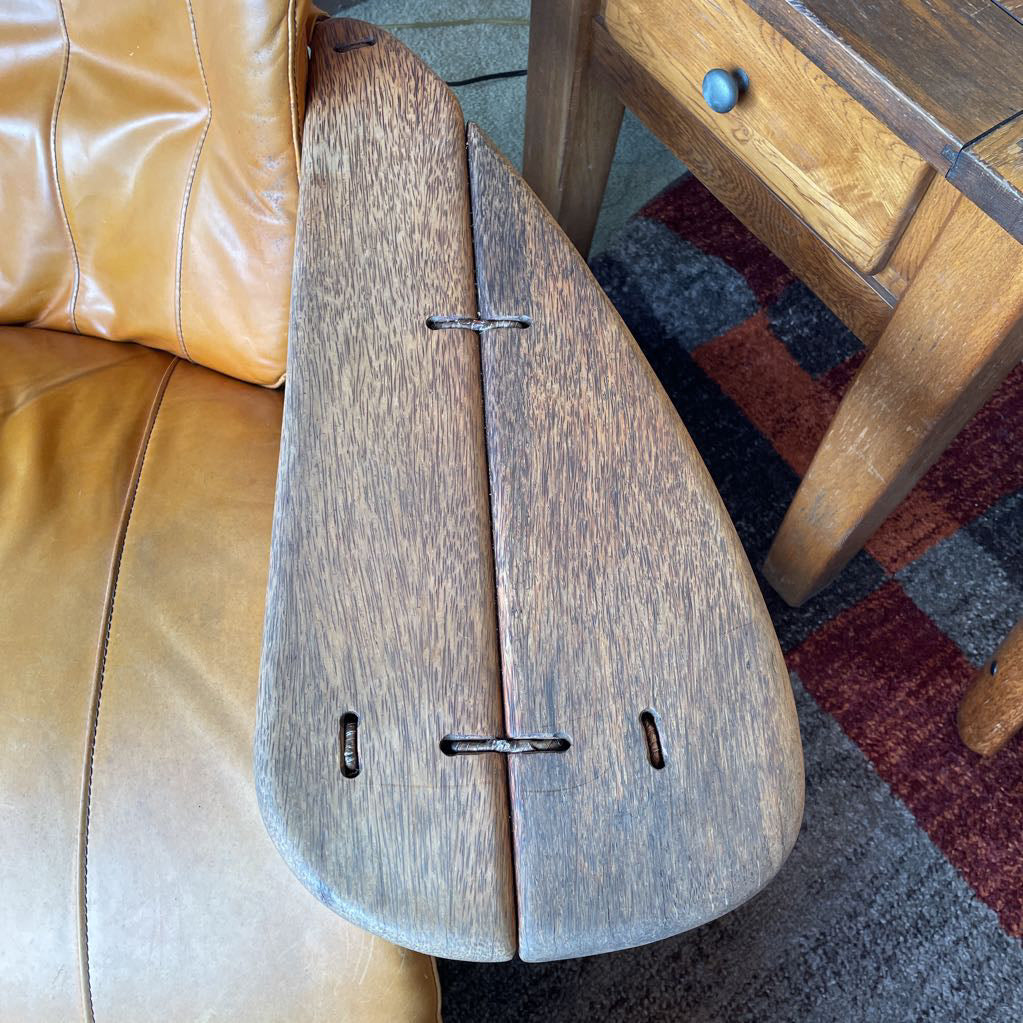 Pacific Green Havana Palmwood + Leather Lounge Chair w/ Rolling Ottoman