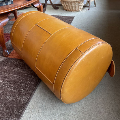 Pacific Green Havana Palmwood + Leather Lounge Chair w/ Rolling Ottoman