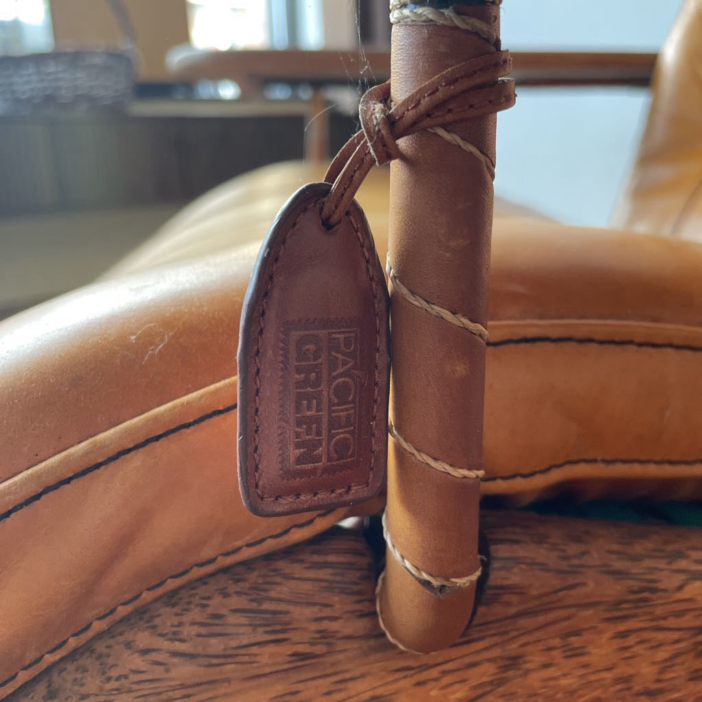 Pacific Green Havana Palmwood + Leather Lounge Chair w/ Rolling Ottoman