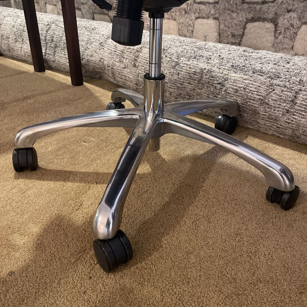 Black Leather and Chrome Contemporary Desk Chair