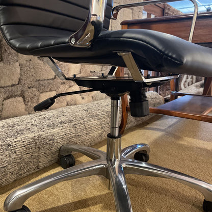 Black Leather and Chrome Contemporary Desk Chair