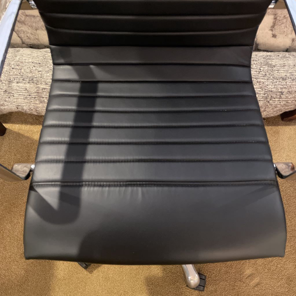 Black Leather and Chrome Contemporary Desk Chair