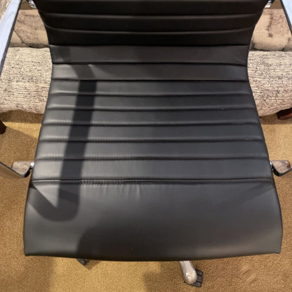 Black Leather and Chrome Contemporary Desk Chair