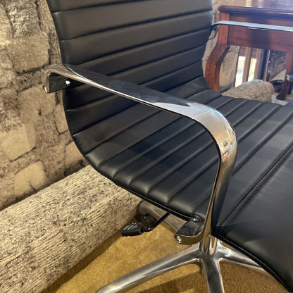Black Leather and Chrome Contemporary Desk Chair