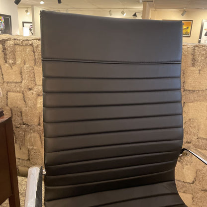 Black Leather and Chrome Contemporary Desk Chair