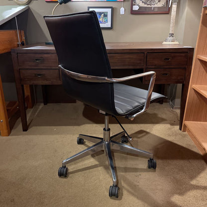 Black Leather and Metal Frame Contemporary Desk Chair