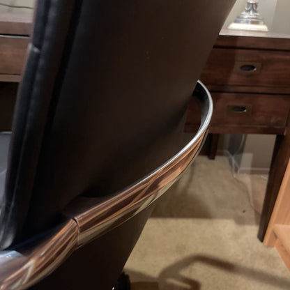 Black Leather and Metal Frame Contemporary Desk Chair