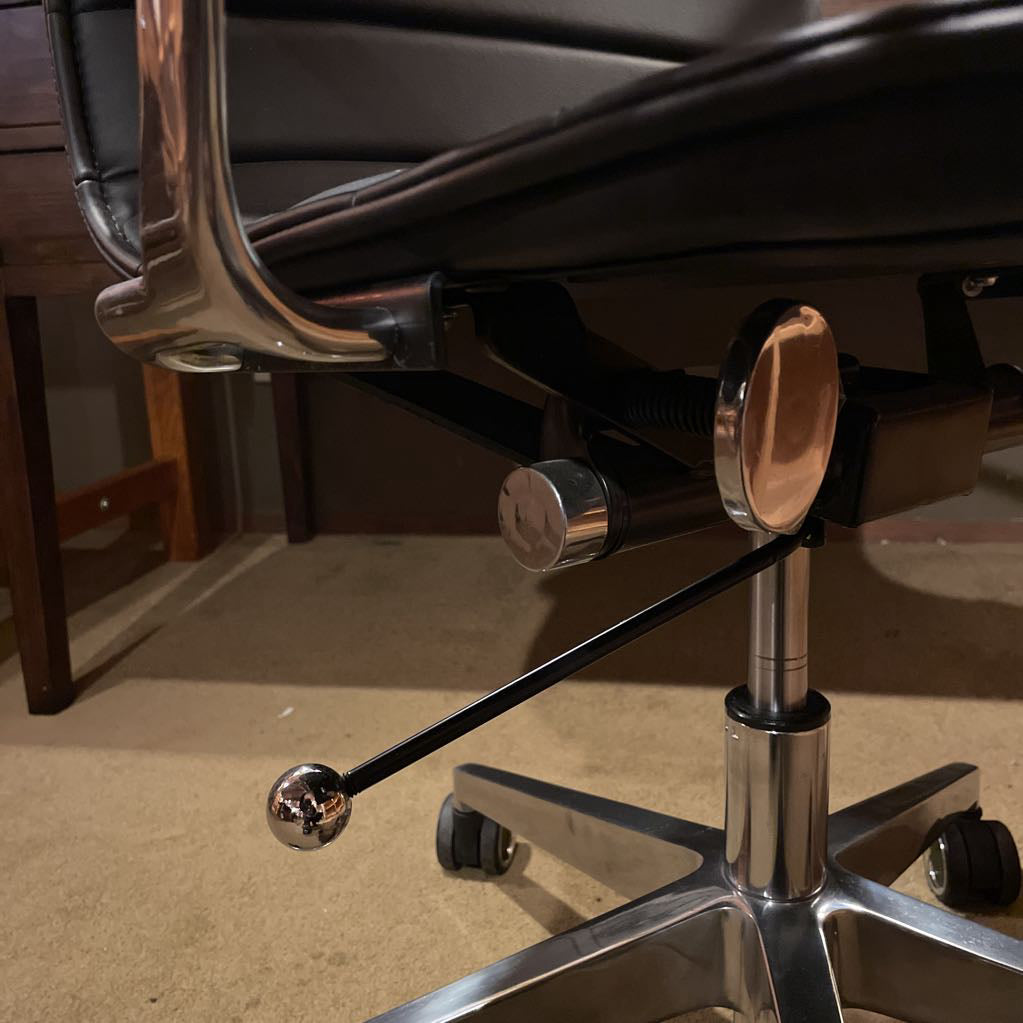 Black Leather and Metal Frame Contemporary Desk Chair