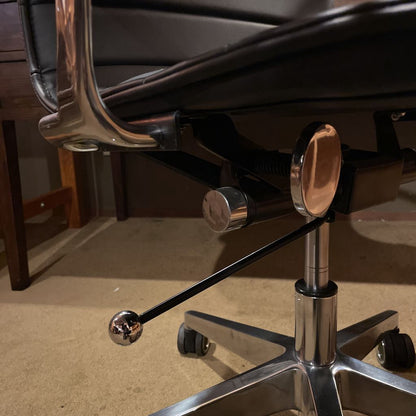 Black Leather and Metal Frame Contemporary Desk Chair