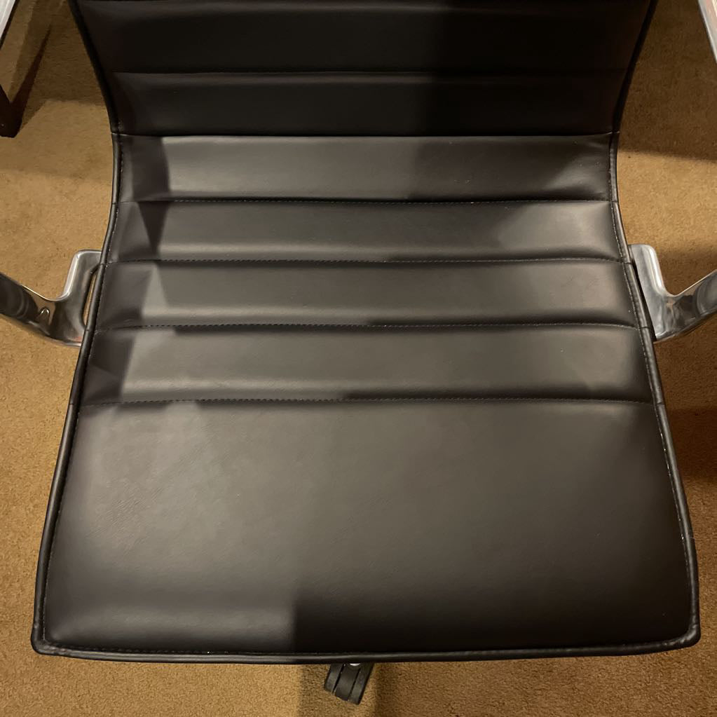 Black Leather and Metal Frame Contemporary Desk Chair