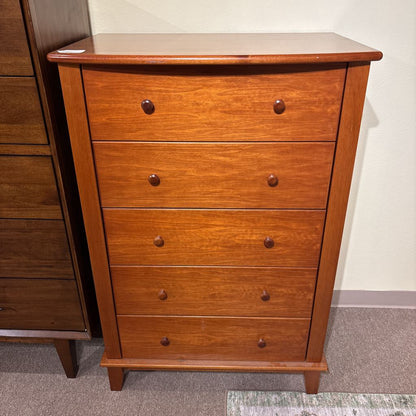 Contemporary 5 Drawer Cherry Wood Highboy