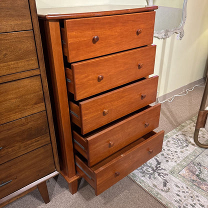 Contemporary 5 Drawer Cherry Wood Highboy