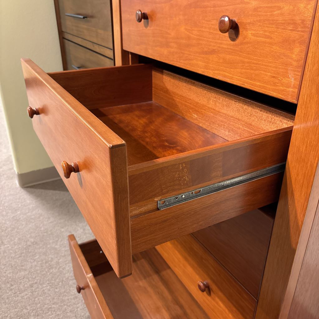 Contemporary 5 Drawer Cherry Wood Highboy