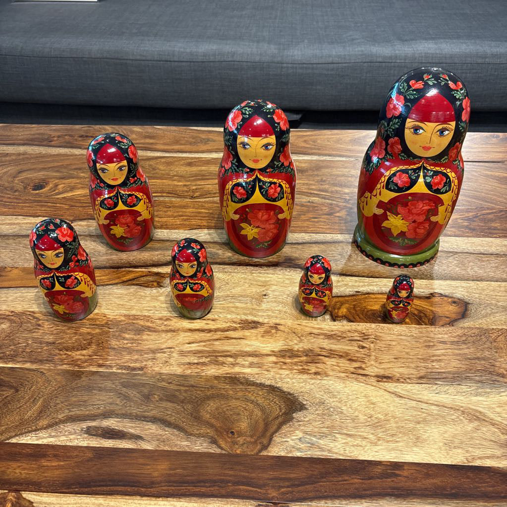 Floral Russian Nesting Doll Set (8 Pieces)