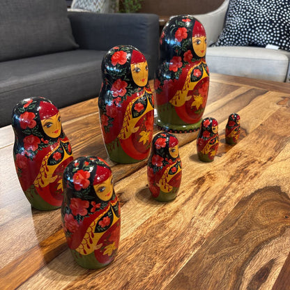 Floral Russian Nesting Doll Set (8 Pieces) UNIQUE FINDS