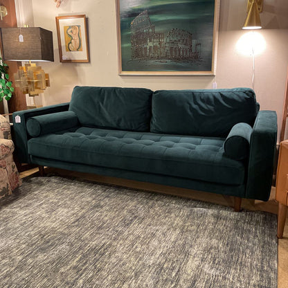 Forest Green Sofa w/Bolster Pillows