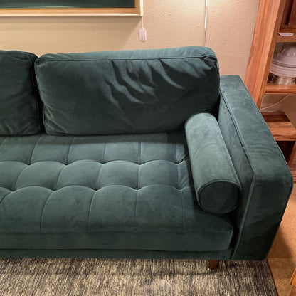 Forest Green Sofa w/Bolster Pillows