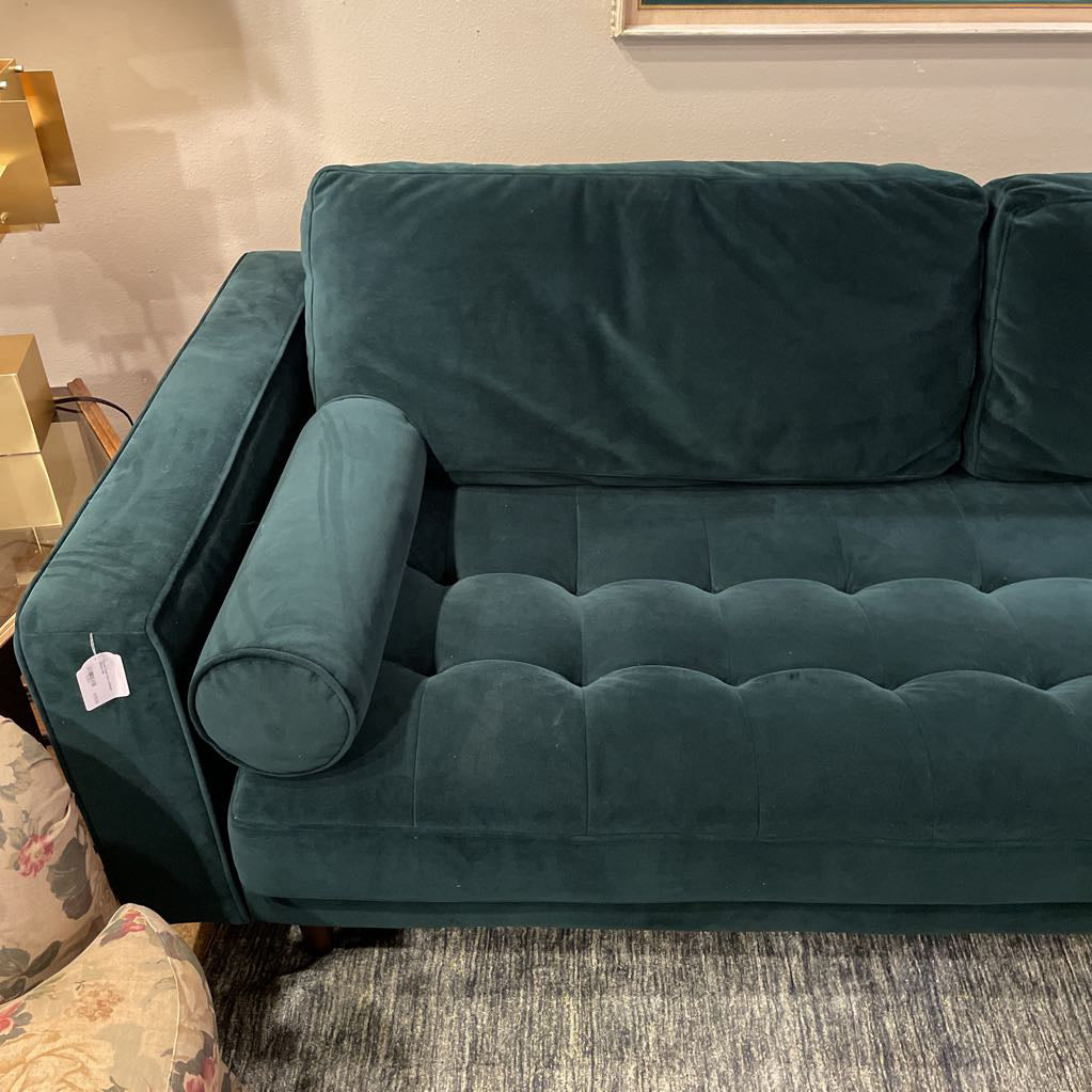 Forest Green Sofa w/Bolster Pillows