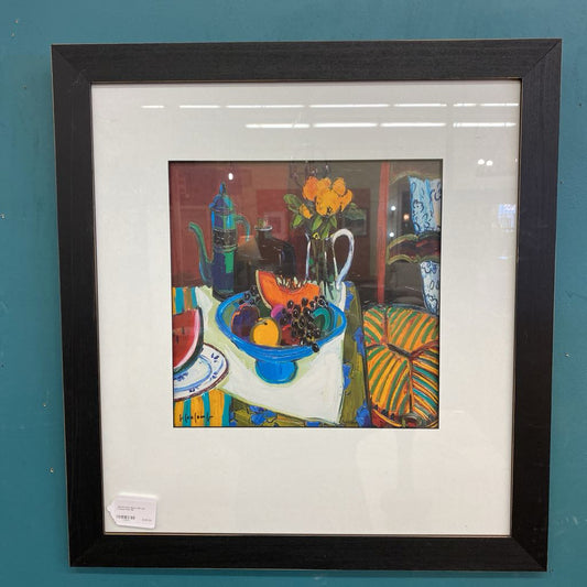 Vibrant Fruit Bowl Still Life Framed Print ART
