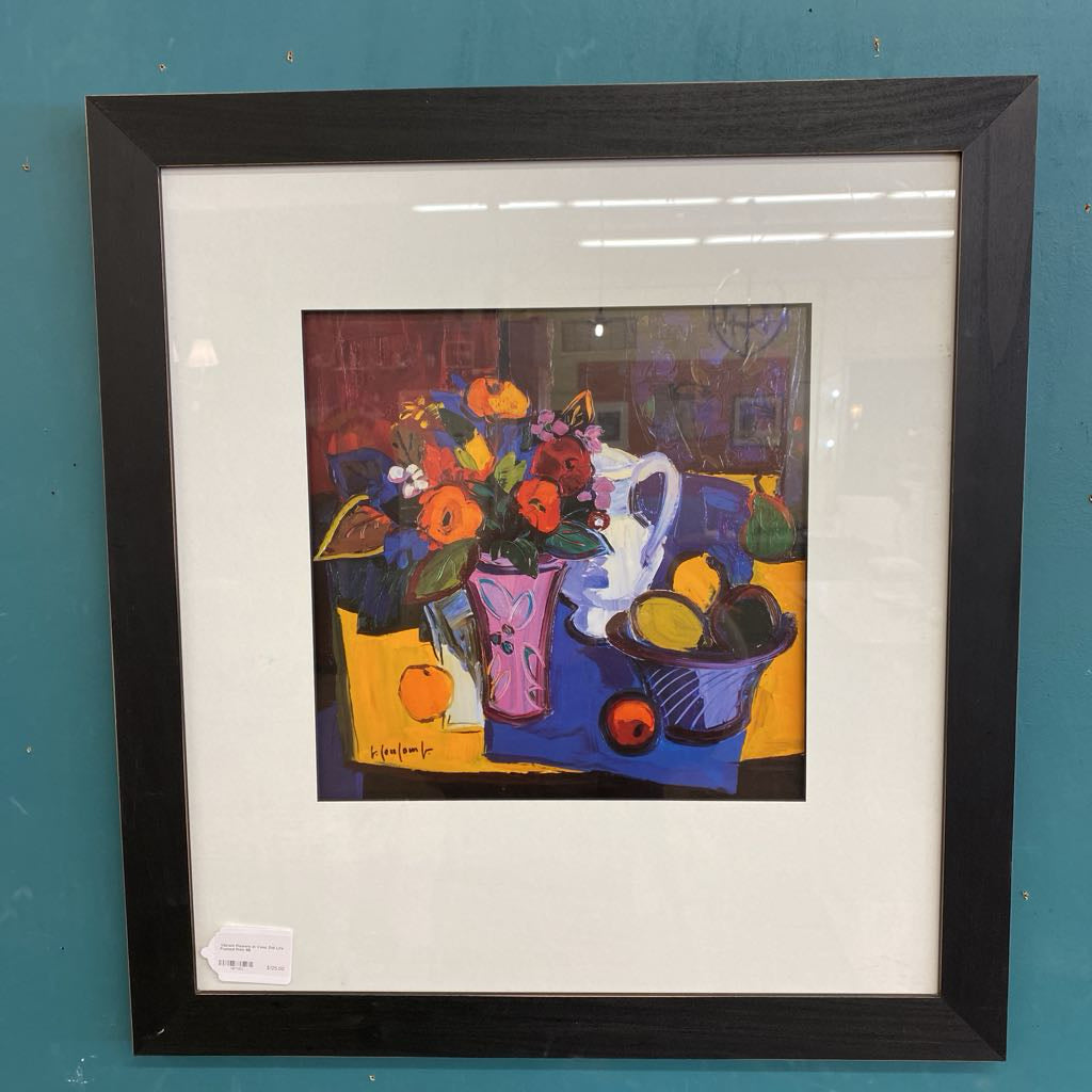 Vibrant Flowers in Vase Still Life Framed Print ART