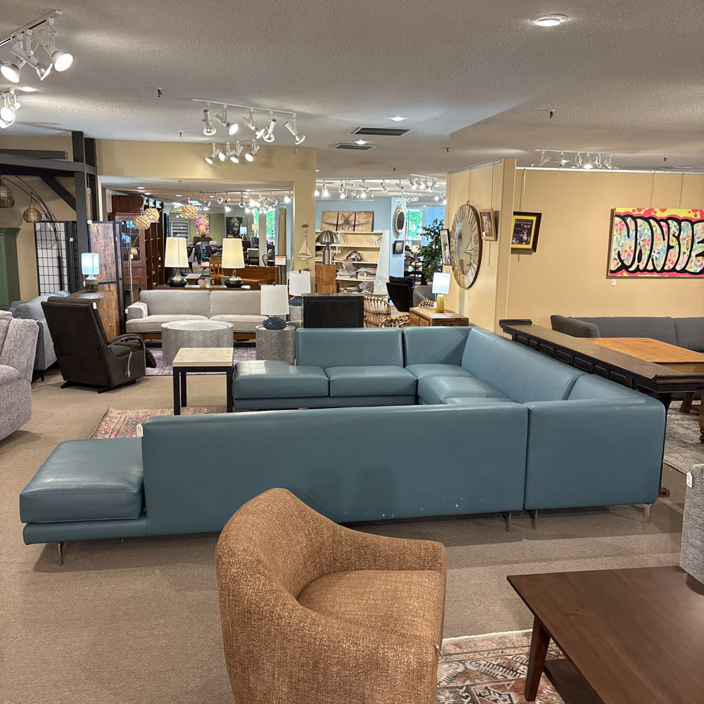 Custom Made Teal Marine Grade Vinyl U-Sectional U SECTIONALS CORNER