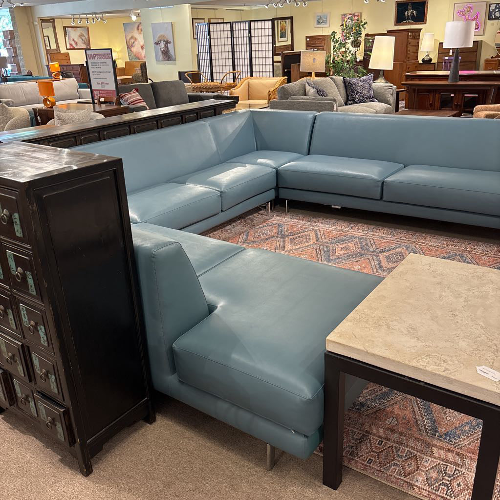 Custom Made Teal Marine Grade Vinyl U-Sectional