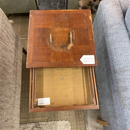 Antique Sliding Top Pedestal Side Table