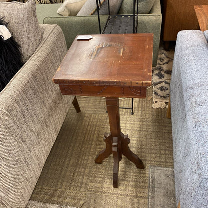 Antique Sliding Top Pedestal Side Table