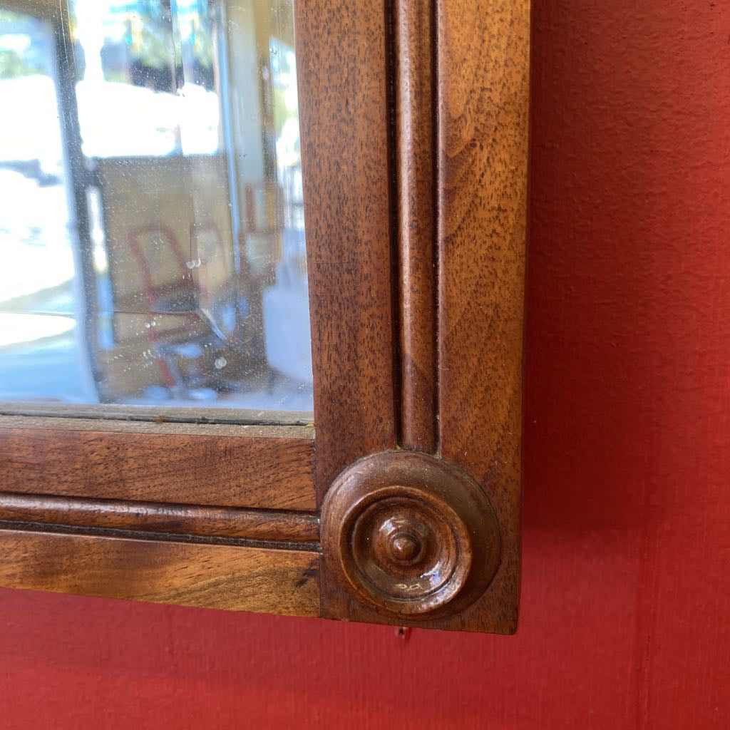 Antique Rosette Corner Wood Frame Mirror
