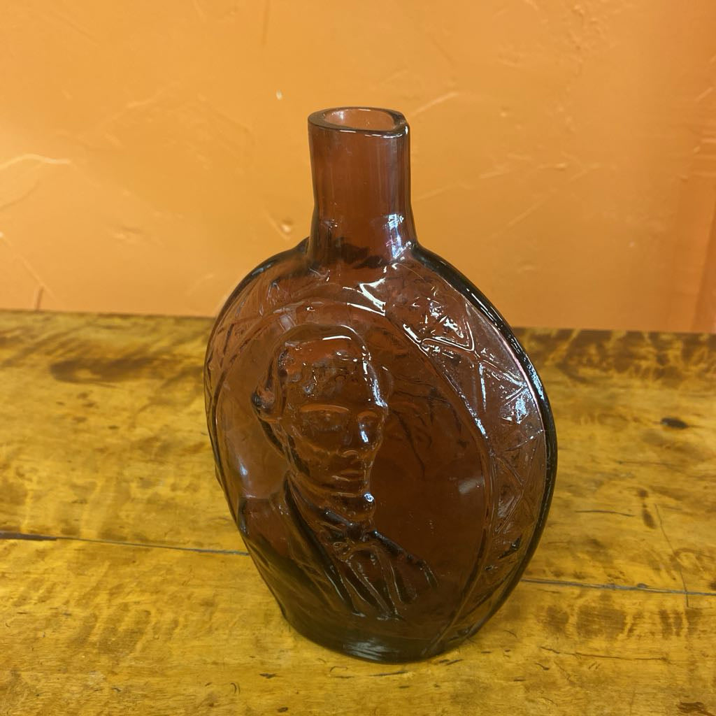 Vintage Robert E Lee/Jefferson Davis Purple Glass Decanter