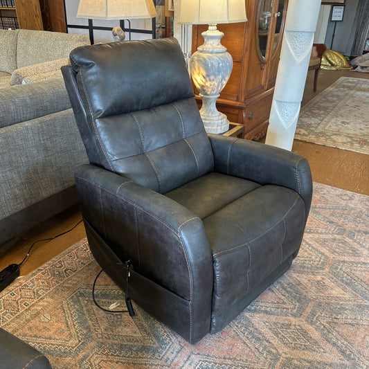 Grey Leather Power Recliner U ACCENT CHAIRS