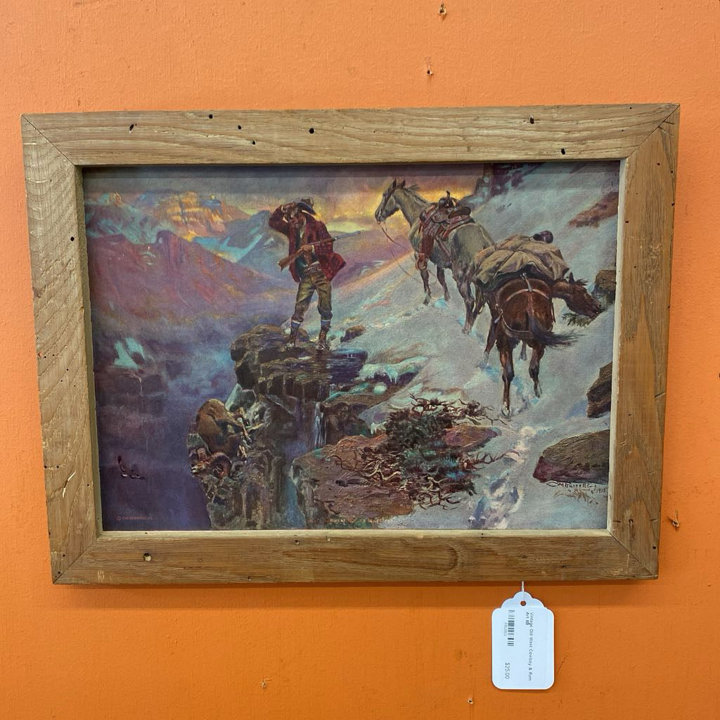 Vintage Old West Cowboy & Ram Art