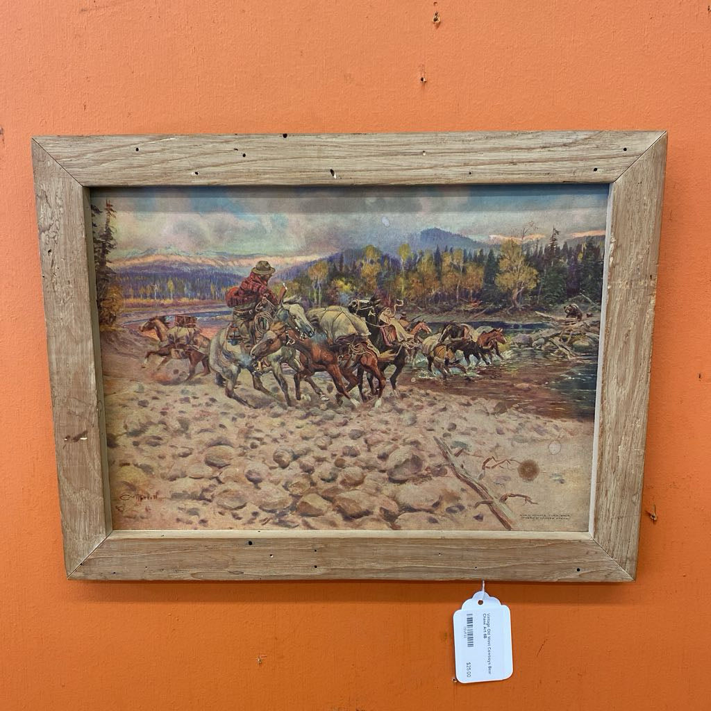 Vintage Old West Cowboys Bear Chase Art