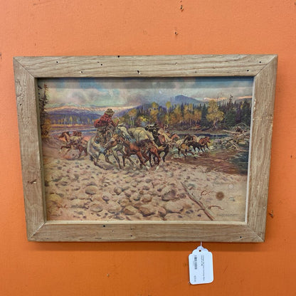 Vintage Old West Cowboys Bear Chase Art