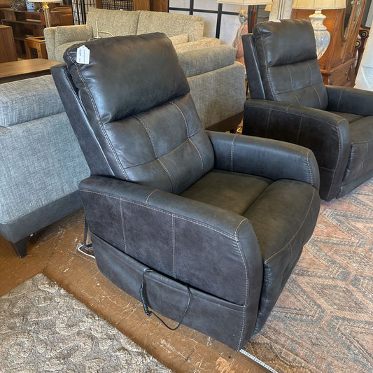 Grey Leather Power Lift Chair U ACCENT CHAIRS