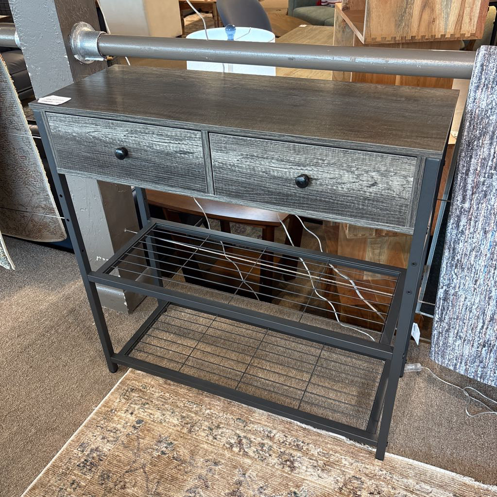 2 Drawer Grey Wood Console Table C CONSOLE TABLES