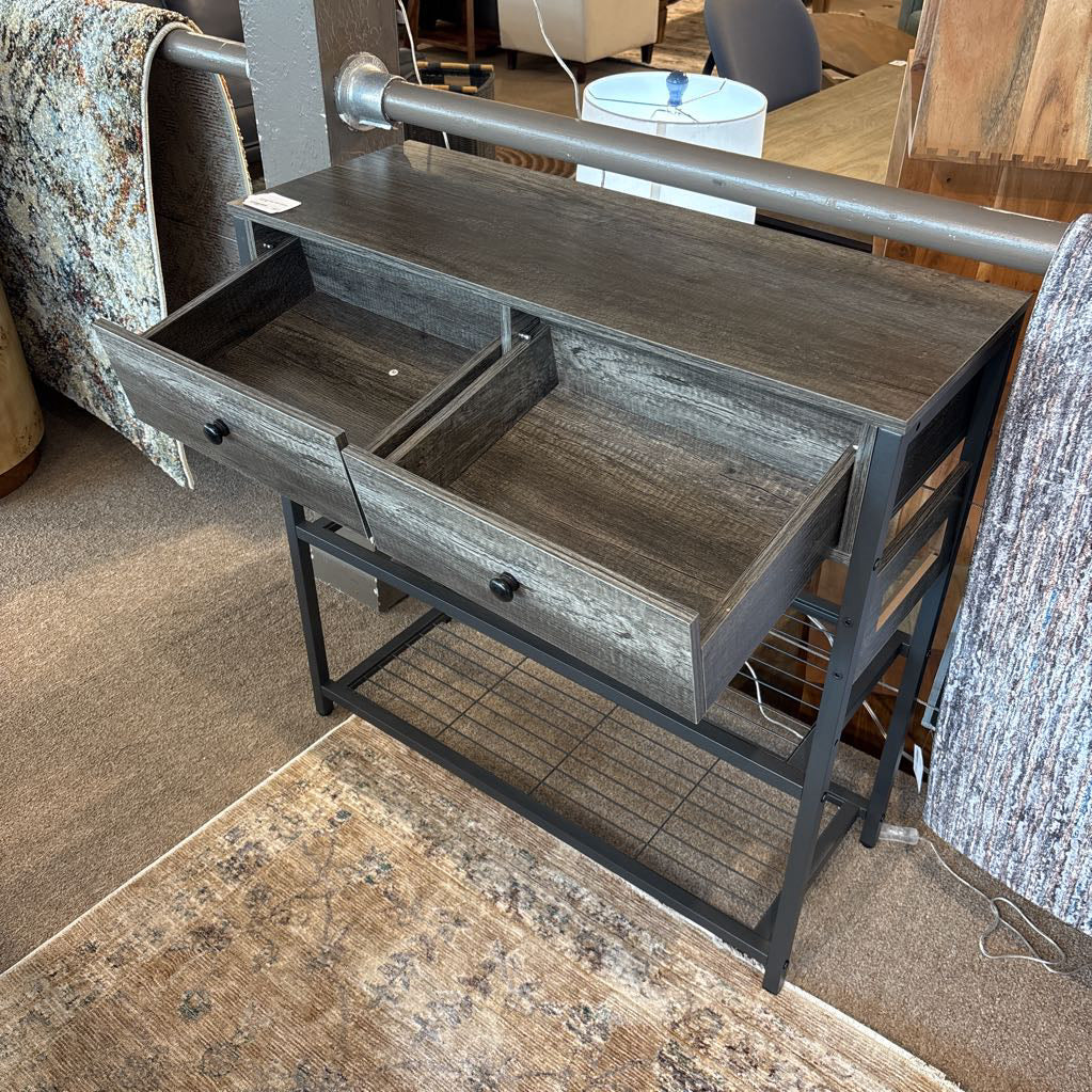 2 Drawer Grey Wood Console Table C CONSOLE TABLES