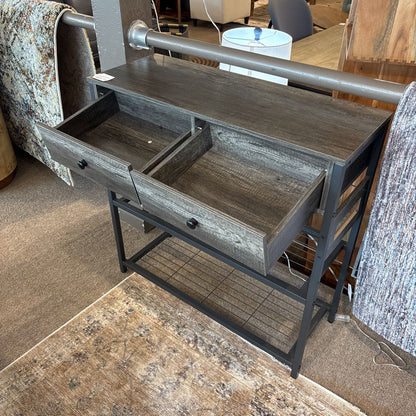 2 Drawer Grey Wood Console Table C CONSOLE TABLES