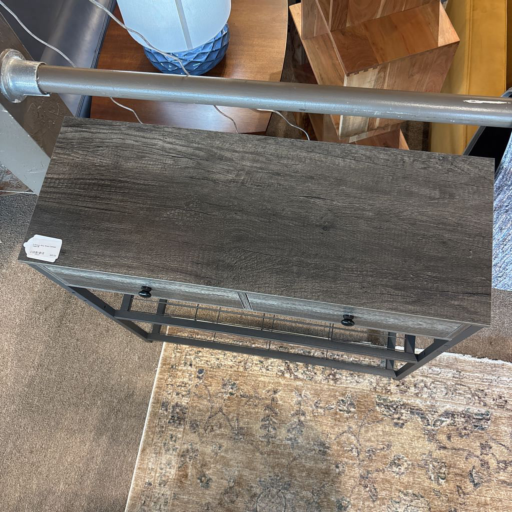 2 Drawer Grey Wood Console Table C CONSOLE TABLES