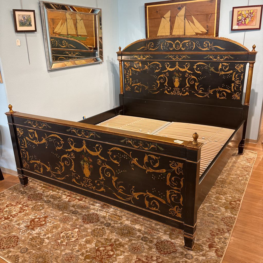 Regency Style Hand Painted Gold Leaf King Size Bedframe C BED FRAMES