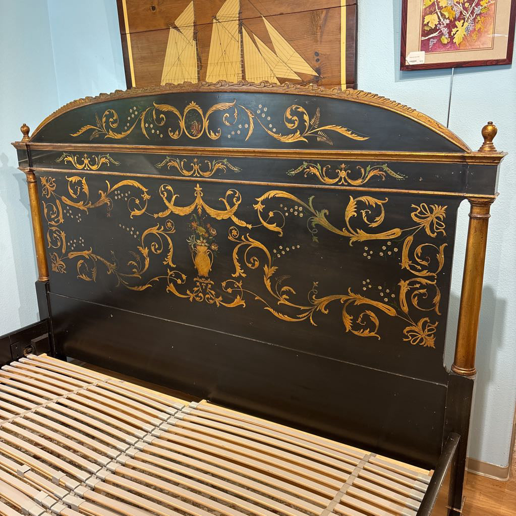 Regency Style Hand Painted Gold Leaf King Size Bedframe