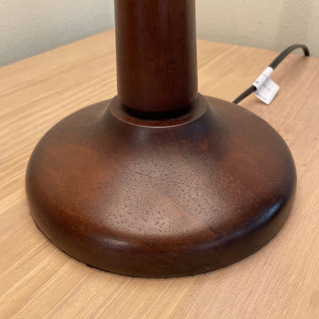 Round Dark Wood Base Lamp LAMPS