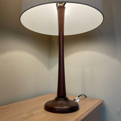 Round Dark Wood Base Lamp LAMPS