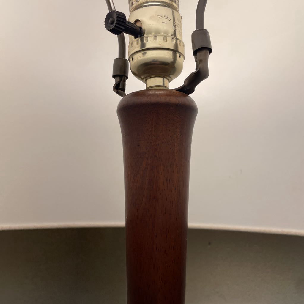 Round Dark Wood Base Lamp LAMPS