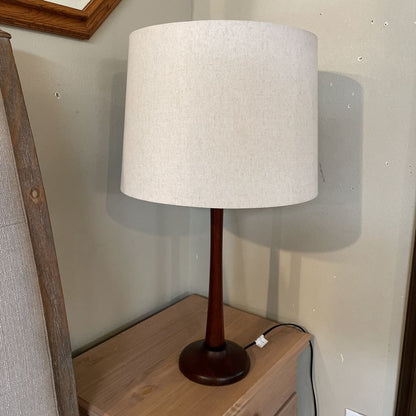Round Dark Wood Base Lamp LAMPS