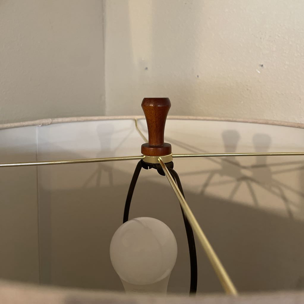 Round Dark Wood Base Lamp LAMPS