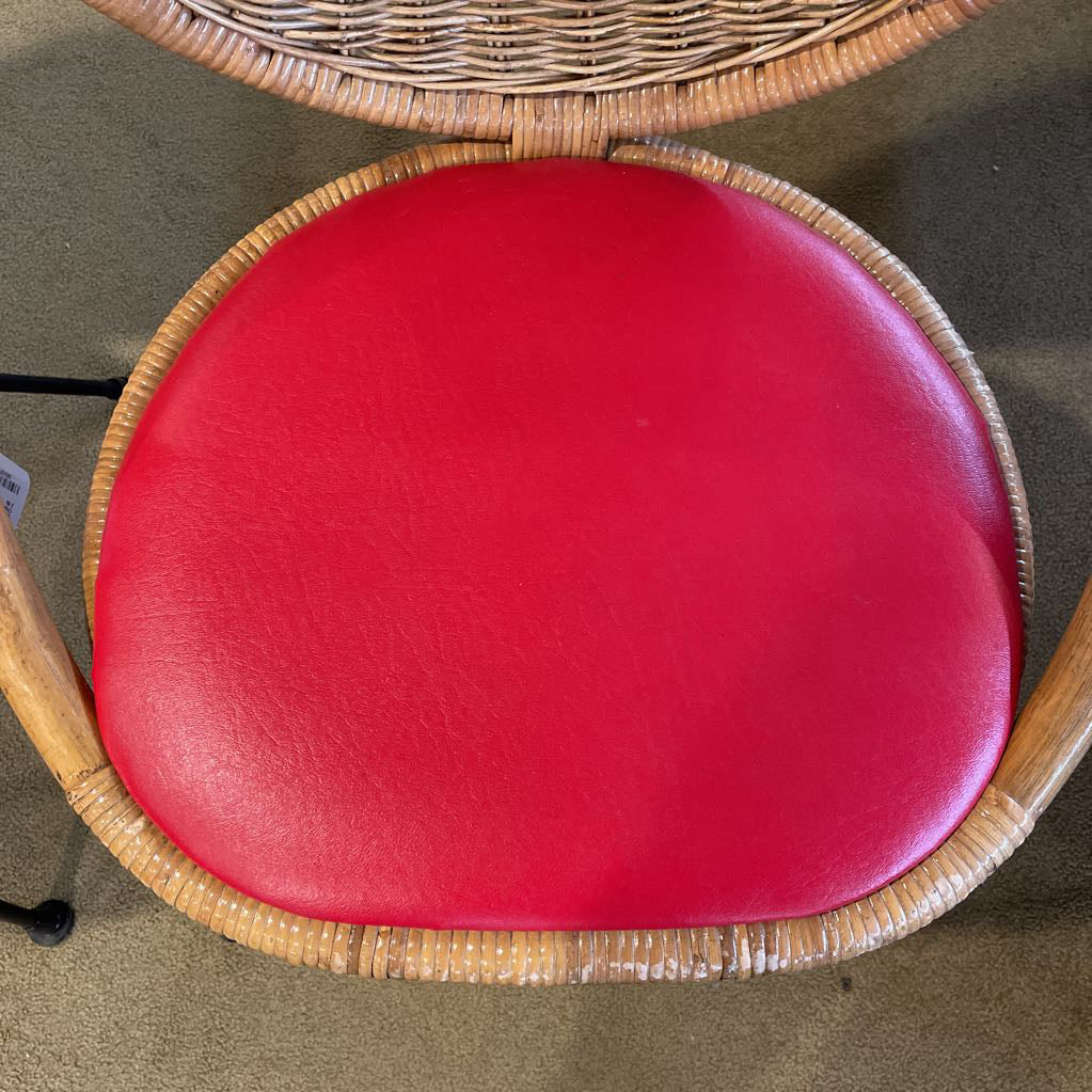 Glossy Woven Vintage Hong Kong Chair Set with Red Seats SET OF 2 U ACCENT CHAIRS