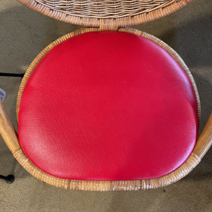 Glossy Woven Vintage Hong Kong Chair Set with Red Seats SET OF 2 U ACCENT CHAIRS